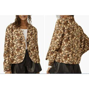 Free People Floral Print Blazer Jacket Boxy Medium New